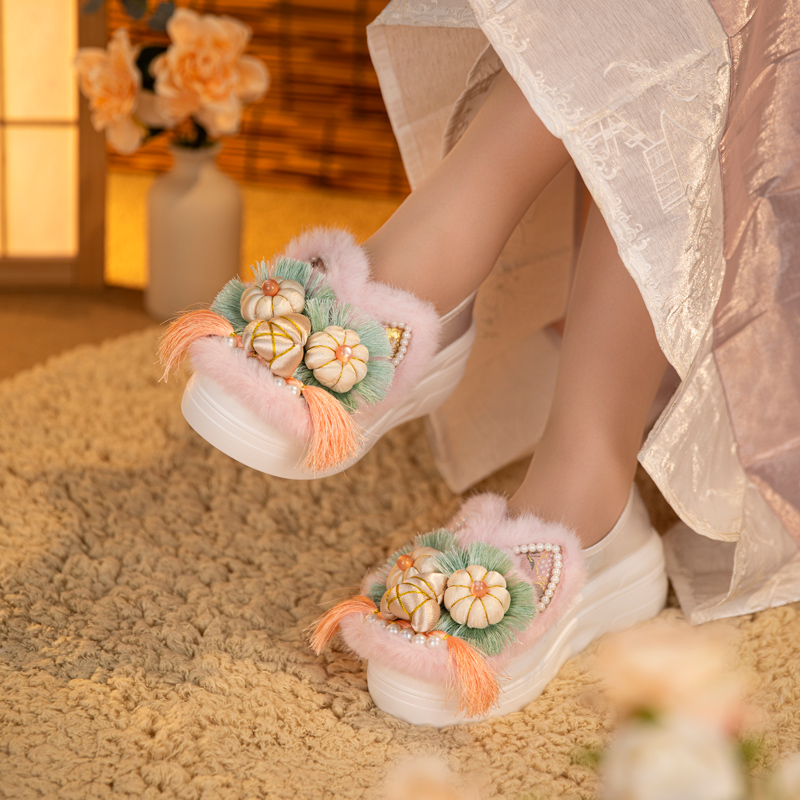 原创复古虎头鞋高帮厚底新中式鞋布线汉服鞋古风鞋子手工非遗软底