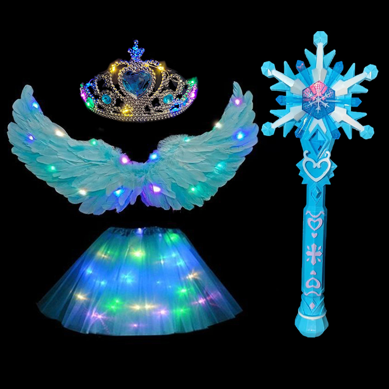 儿童音乐雪花魔法棒女童女孩子公主闪光翅膀玩具女宝宝生日礼物