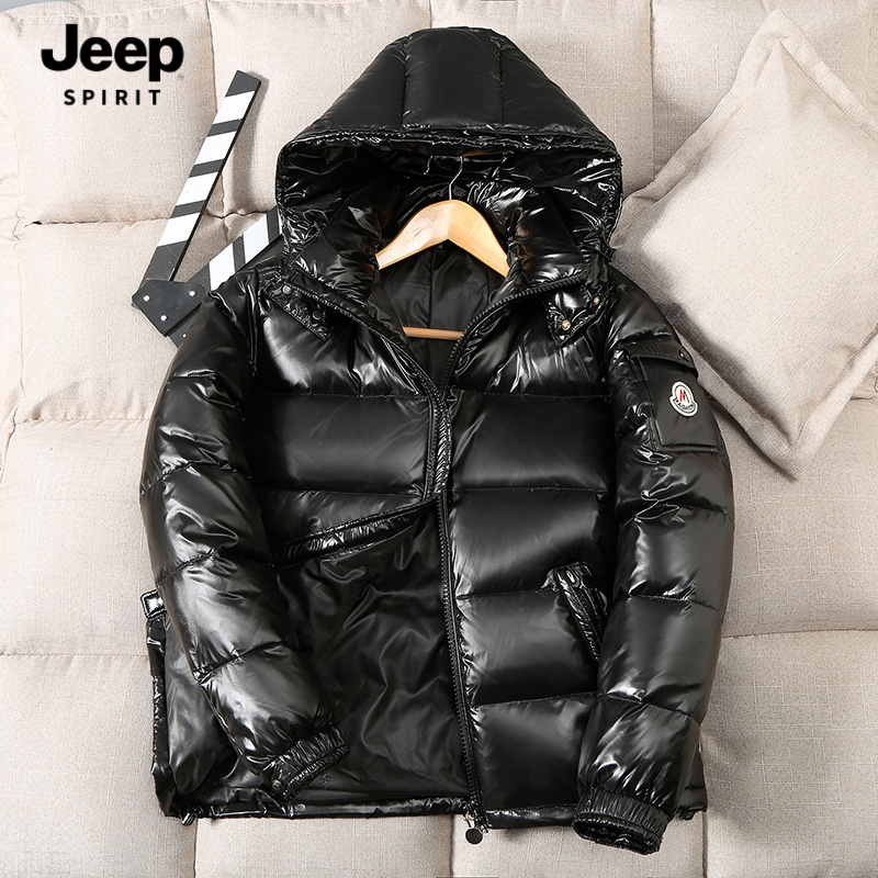 JEEPSPIRIT吉普新款情侣亮面羽绒服时尚白鸭绒冬季保暖外套羽绒衣