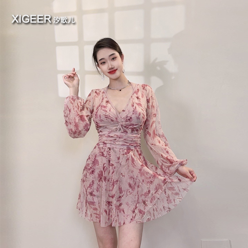 【烟雨霓裳】女式遮肉泳衣泡温泉减龄显瘦长袖2025新款洋气高级感