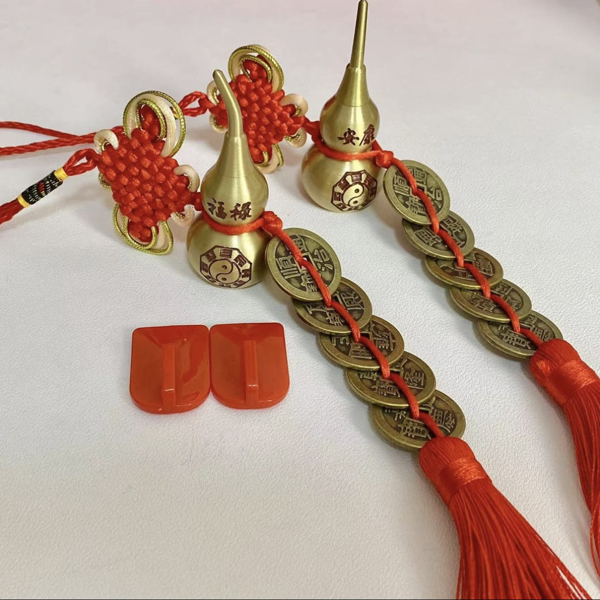 高端定制加厚加大五帝钱黄铜刻字刻图葫芦专供中国结吉祥结挂件