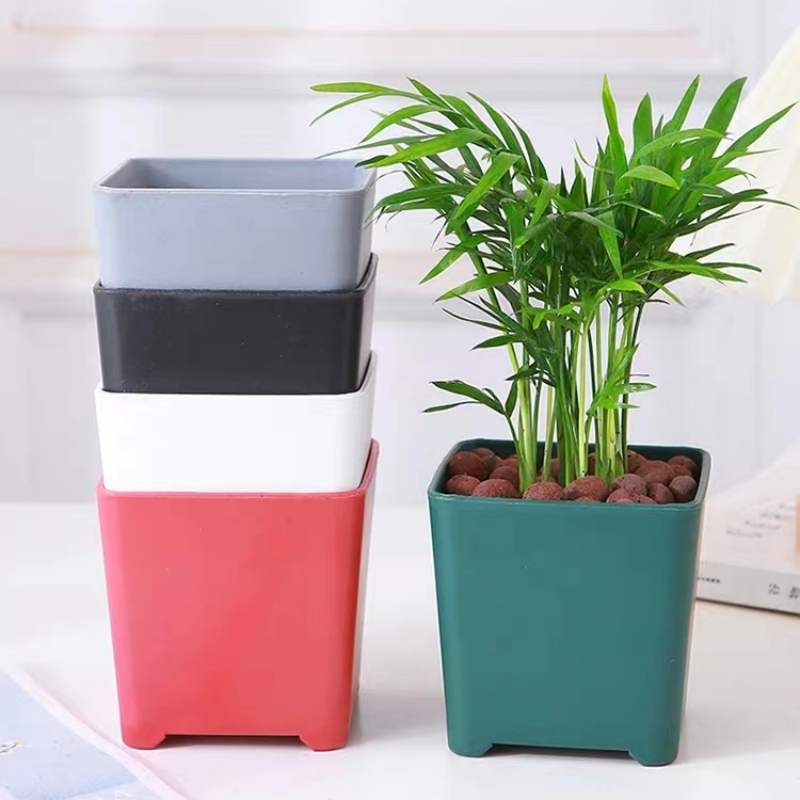 北欧塑料树脂方形加厚桌面阳台简约多肉家用仿陶瓷网红小花盆托盘