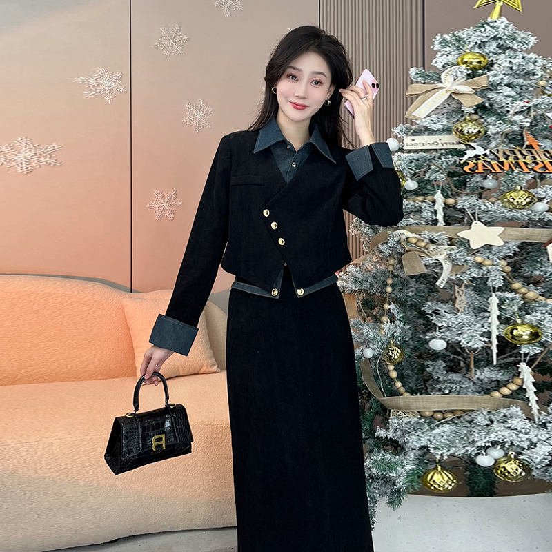 2025春秋新款赫本风显瘦两件套气质设计感假夏季法式赫本牛仔套装