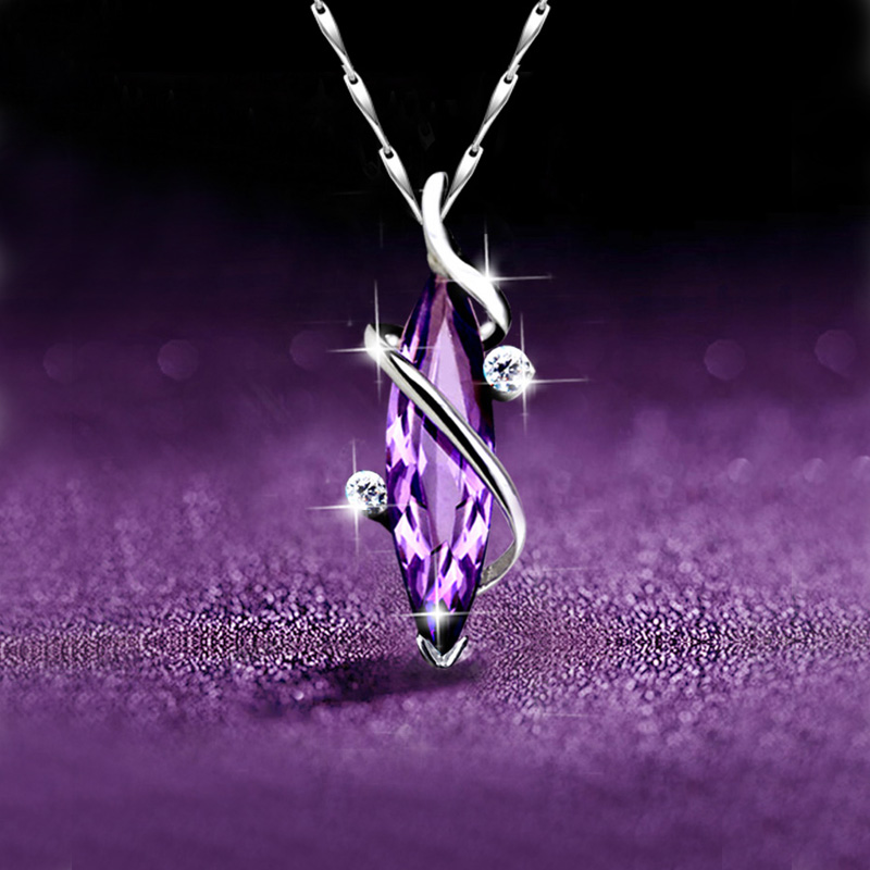 坠链均925银 紫色水晶高级感纯银项链女2025新款设计吊坠送女朋友
