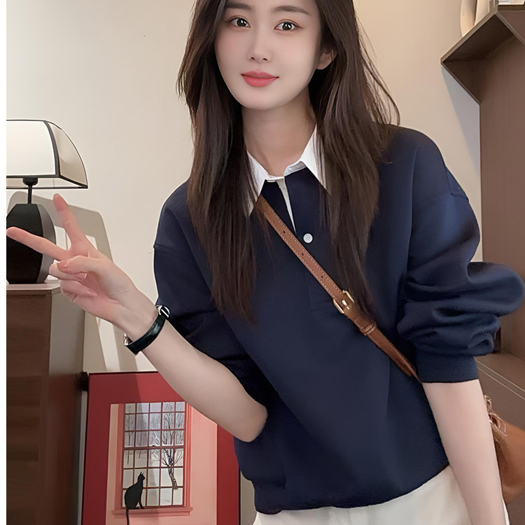 假两件加绒卫衣女款秋冬2025新款爆款宽松加绒气质休闲长袖上衣