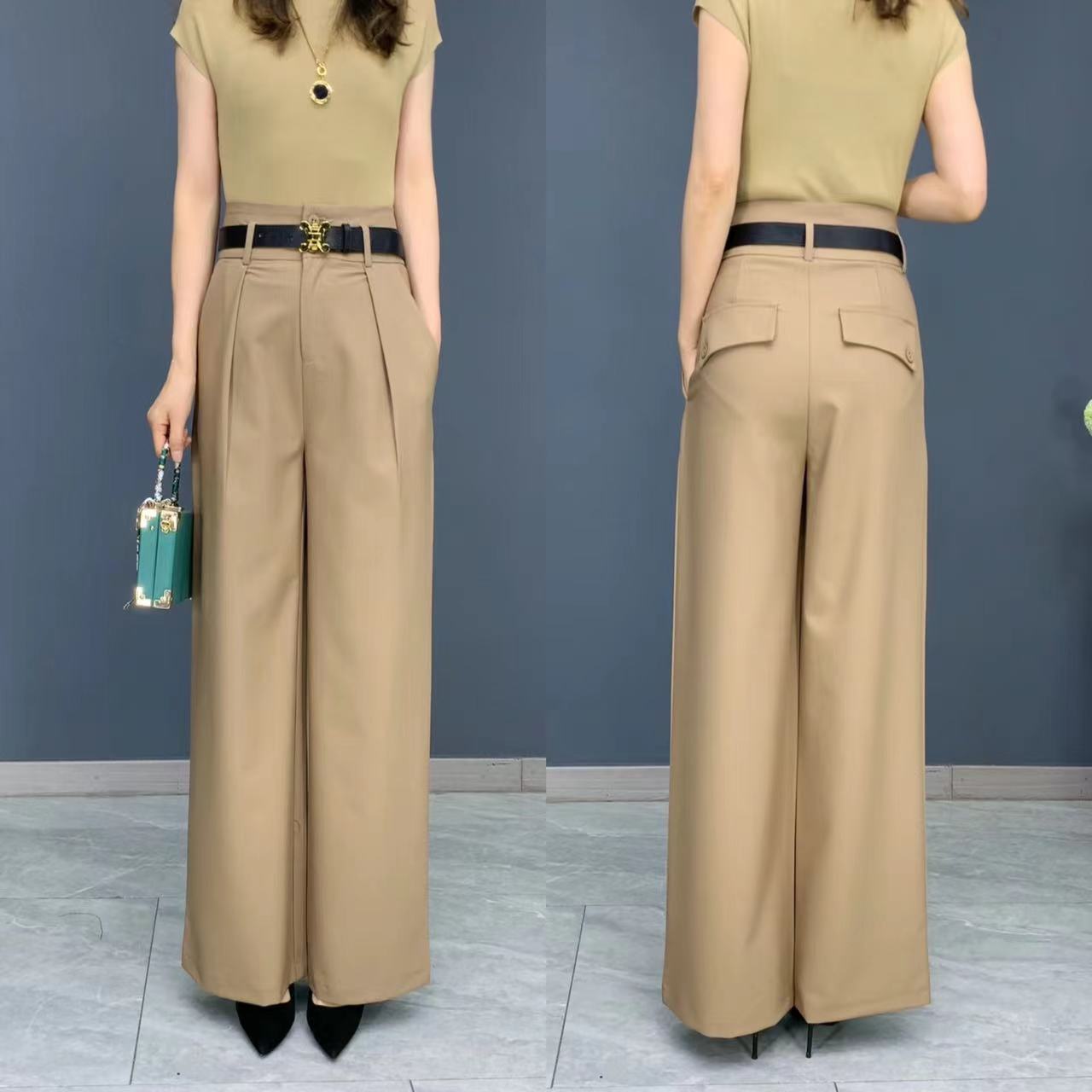 【送腰带】春秋新款洋气高档阔腿裤女垂坠感西裤气质休闲显瘦女裤子