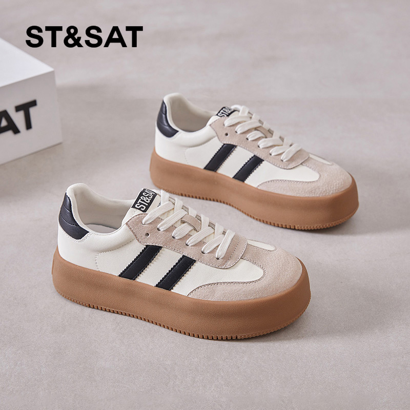 星期六厚底增高5CM百搭德训鞋女2025秋季新款轻便舒适休闲板鞋女