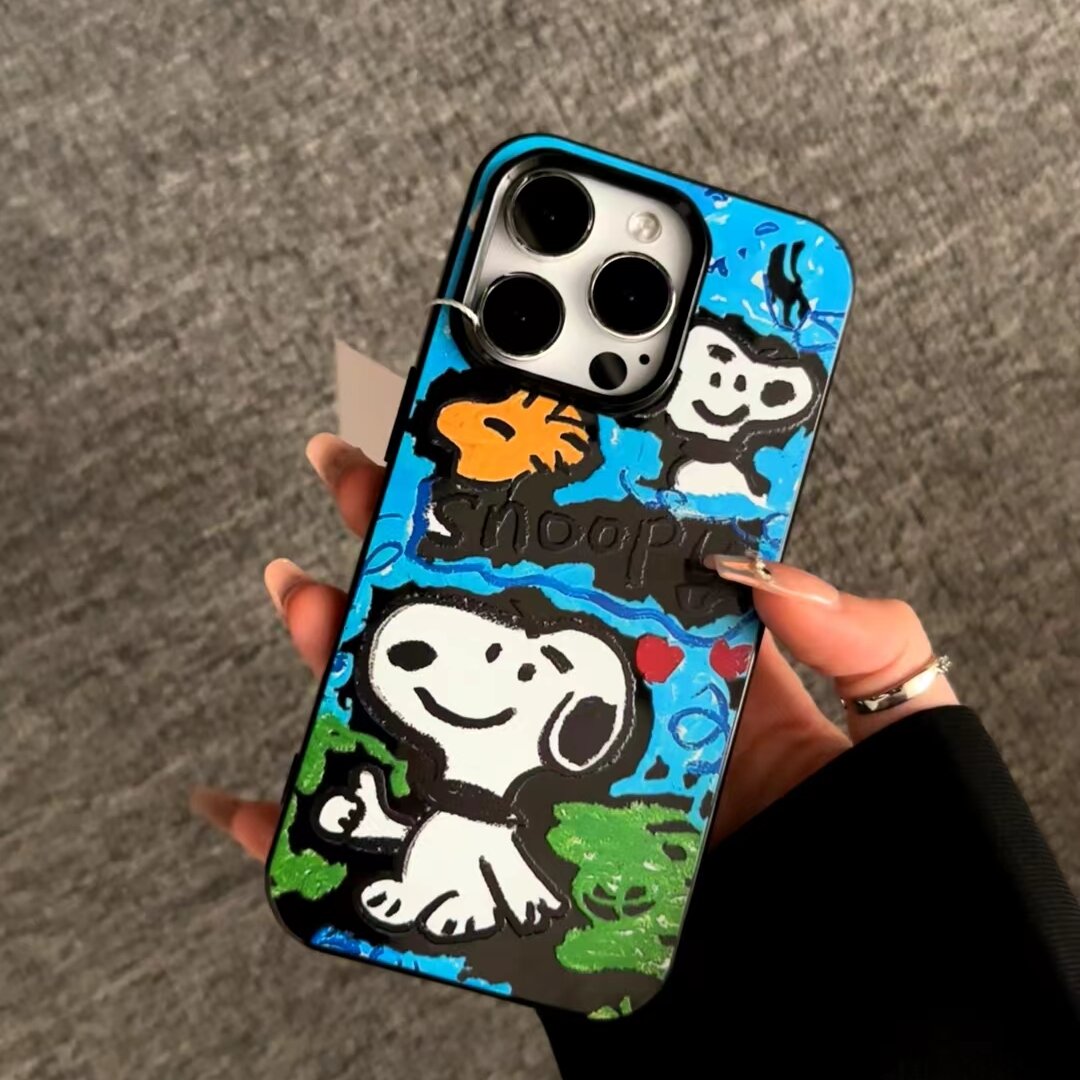 奥菲顿涂鸦白色史努比适用iPhone15/14promax手机壳苹果13/12软套