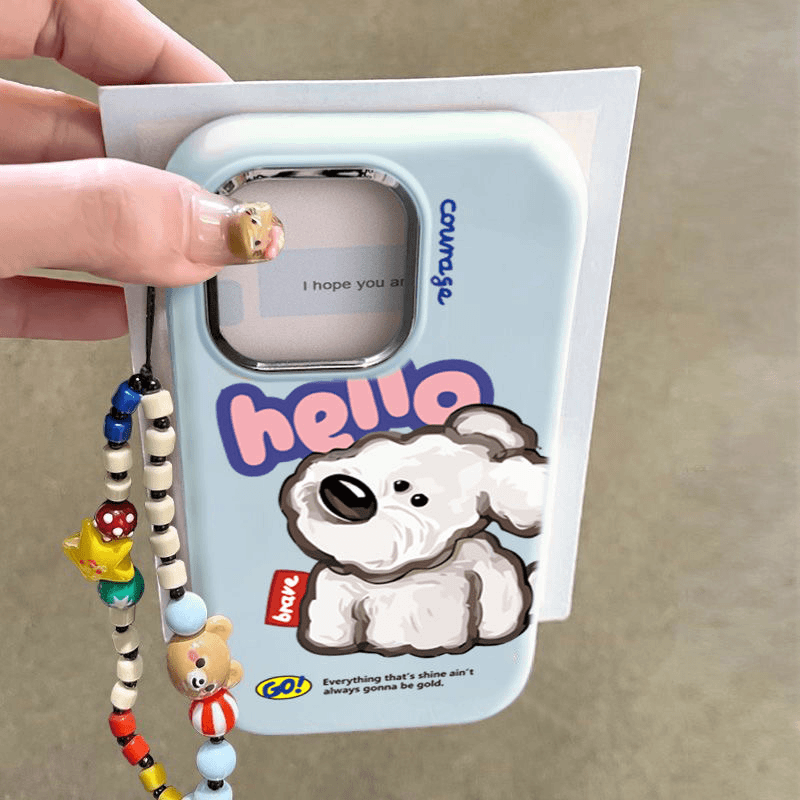 奥菲顿油画hello小狗适用iphone16镜框15手机壳华为viv小米oppo套