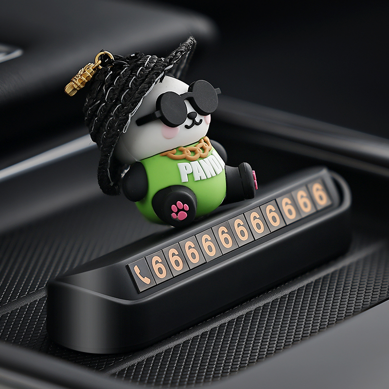 度假胖达汽车临时停车电话号码牌创意车载挪车牌车上装饰用品大全