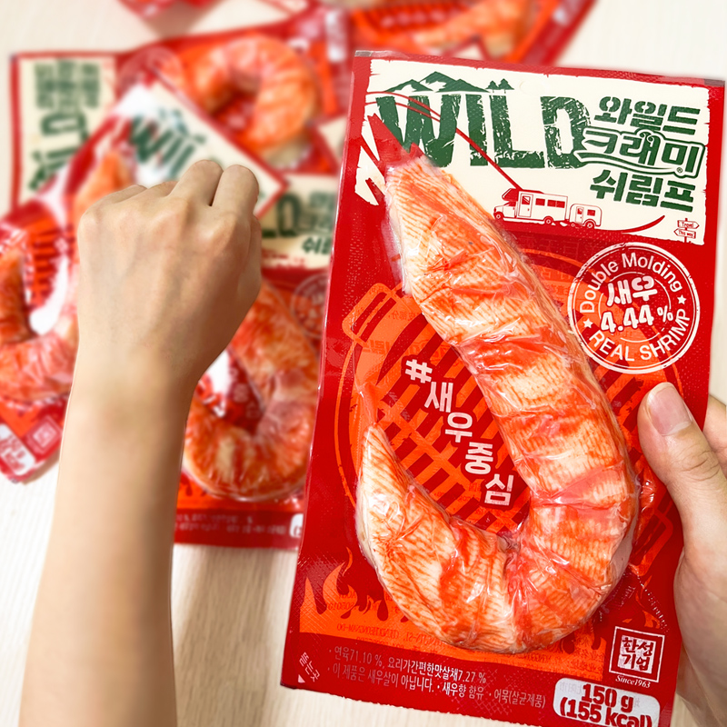 韩国进口客唻美巨无霸鲜虾鳕鱼棒150g鲜虾夹心高蛋白开袋即食冷藏