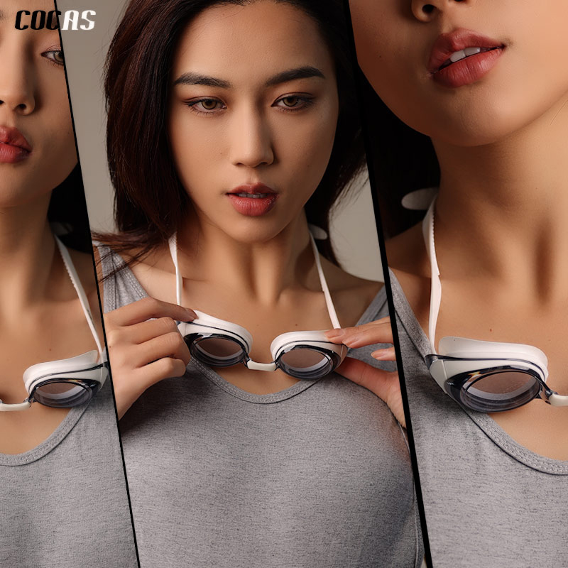 cocas近视高清防雾泳镜防水男女士成人大框游泳眼镜装备电镀平光