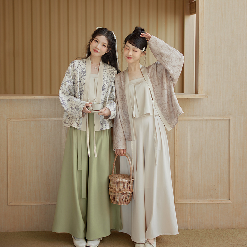 七月夕【百花裁衣】双面穿飞机袖短衫吊带改良宋裤汉元素