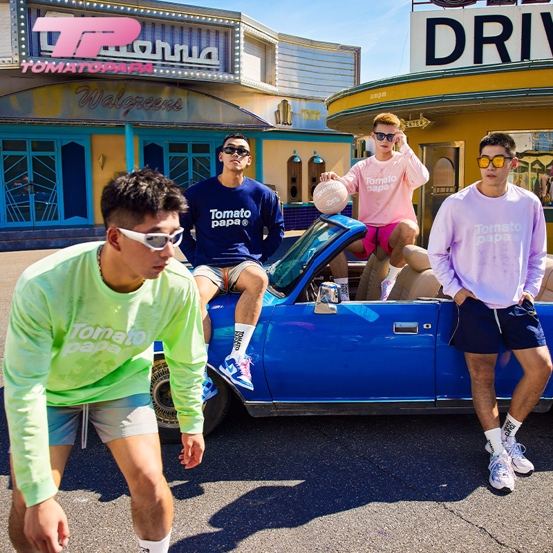 TOMATOPAPA秋季新款长袖T恤圆领基础百搭高街潮牌纯色棉上衣薄款