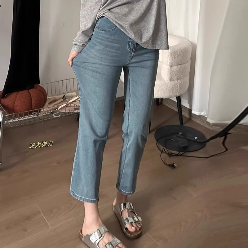 秋装2025夏九分大码女装高腰超薄面膜牛仔直筒裤设计感九分烟管裤