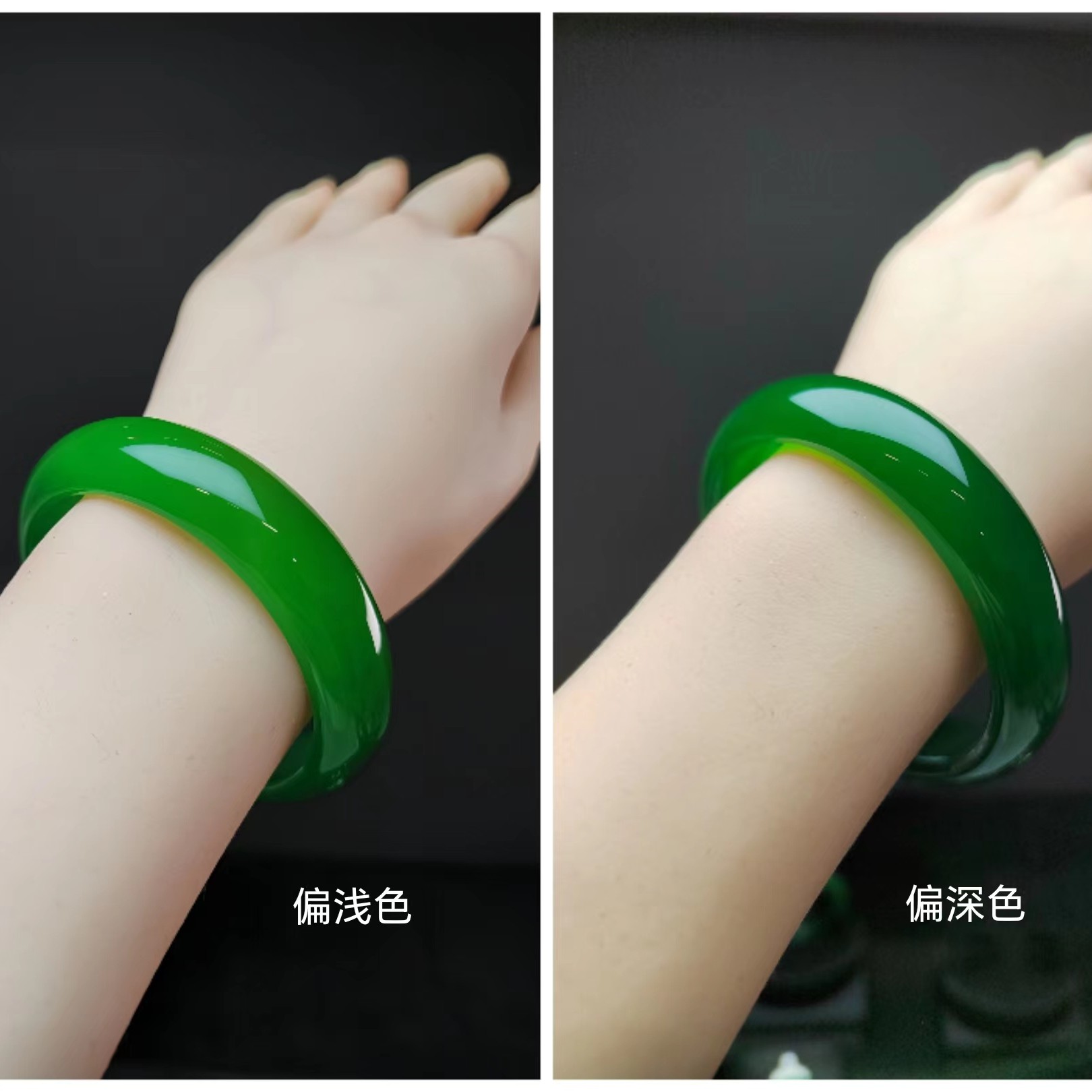 天然正品玉镯子高档老料冰透阳绿色手镯正圈贵妃美人镯菠菜绿贵气