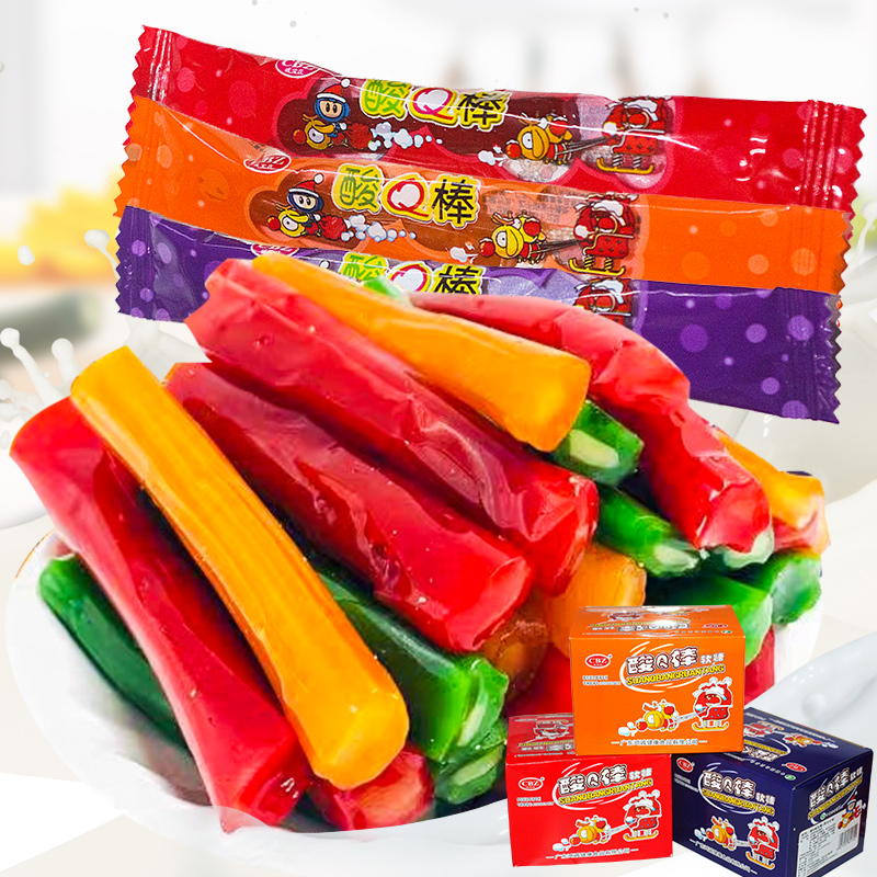 诚宝庄酸Q棒软糖童年怀旧小时候的粘牙糖拉丝糖整盒零食