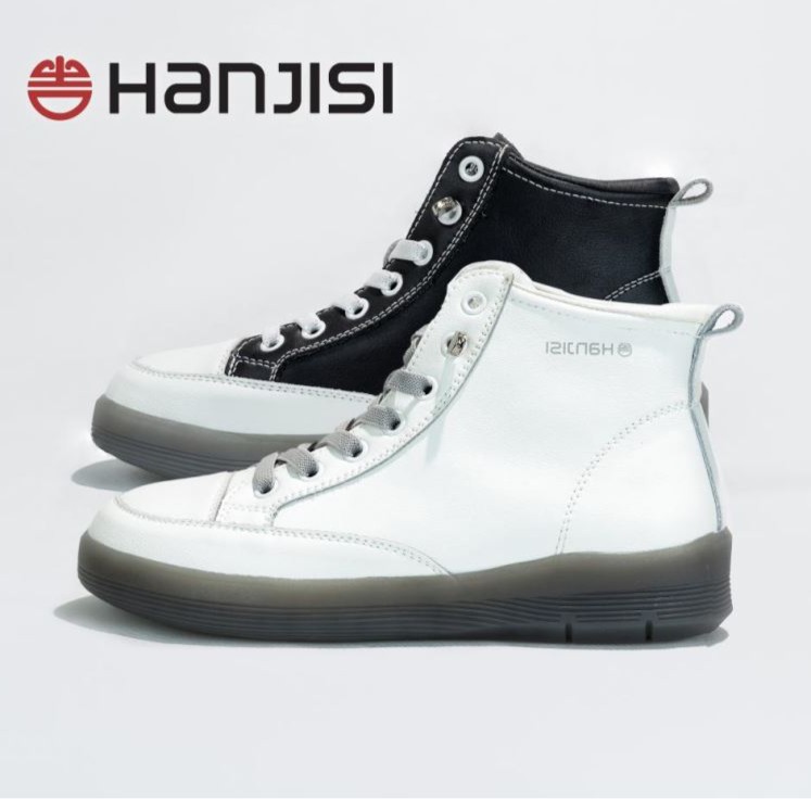 汉吉思秋冬新款高帮高端品质时尚休闲软底软面正品百搭女士小白鞋