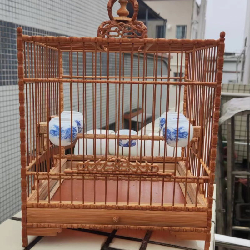 加密竹节方笼活底亮笼长宽高20/18柳莺鹪鹩太阳鸟竹笼包邮