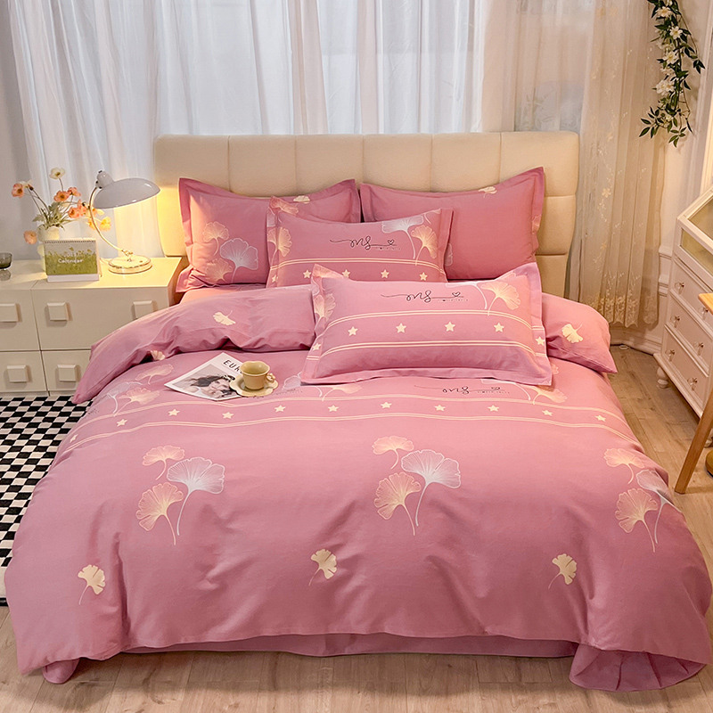 全棉四件套纯棉加厚被套斜纹四件套简约床单被套单双人四件套亲肤