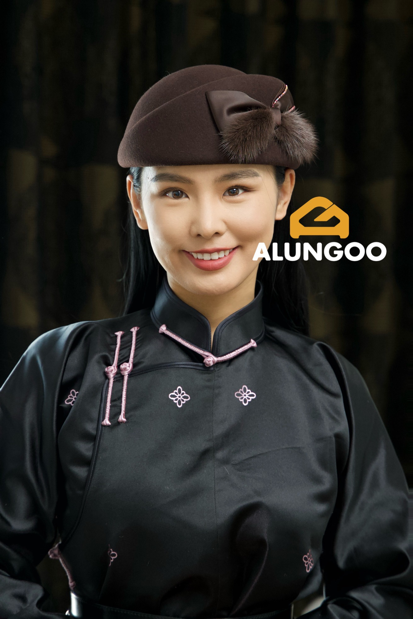 【气质空姐帽】法式轻奢水貂毛蝴蝶结羊毛呢贝雷帽搭配蒙古袍