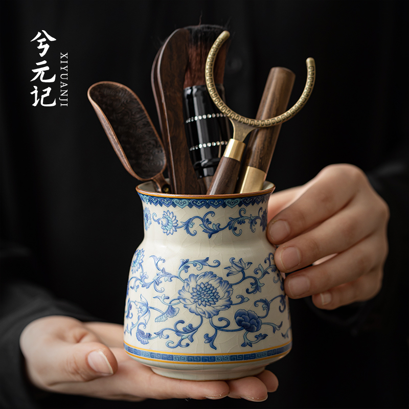 兮元记青花汝窑茶道六君子茶道零配件套装茶刀茶针养壶笔泡茶工具