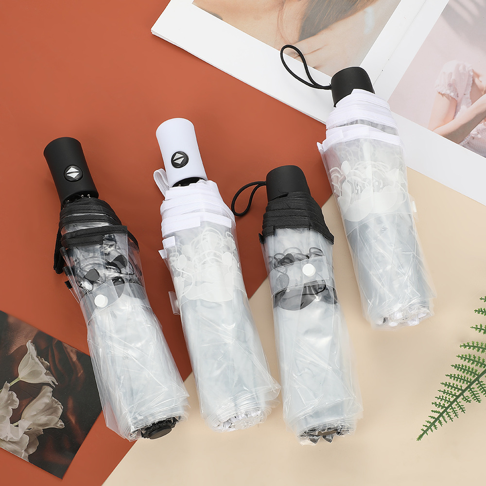 新款创意史努比透明雨伞折叠全自动开收三折雨伞可爱学生加厚雨伞