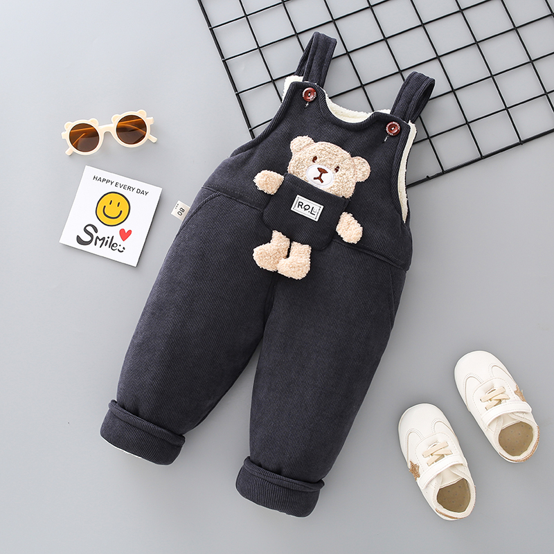 宝宝背带裤加绒加厚冬季外穿厚裤子0-1-2岁婴儿衣服背带棉裤冬款
