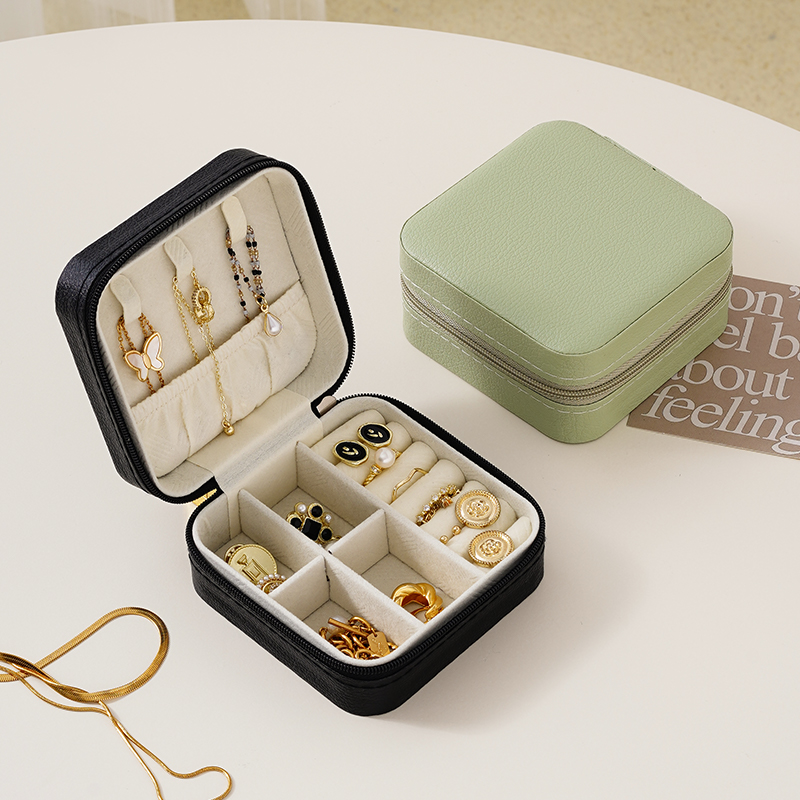 首饰盒/箱 方糖便携防尘精致饰品盒轻奢简约首饰盒收纳盒