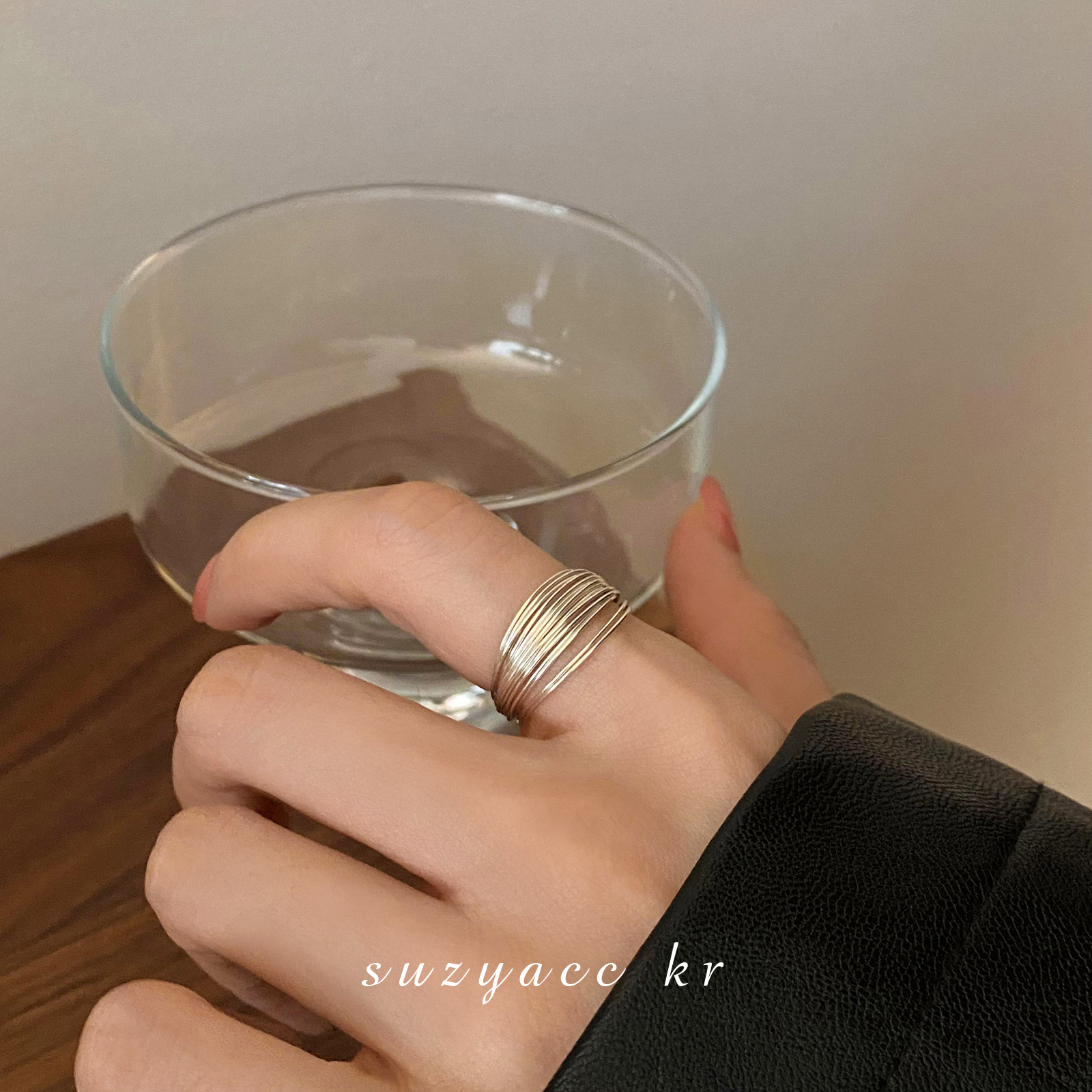 Suzyacc Kr 925银戒指 【银丝戒指】小众设计戒指极简风食指戒J0517