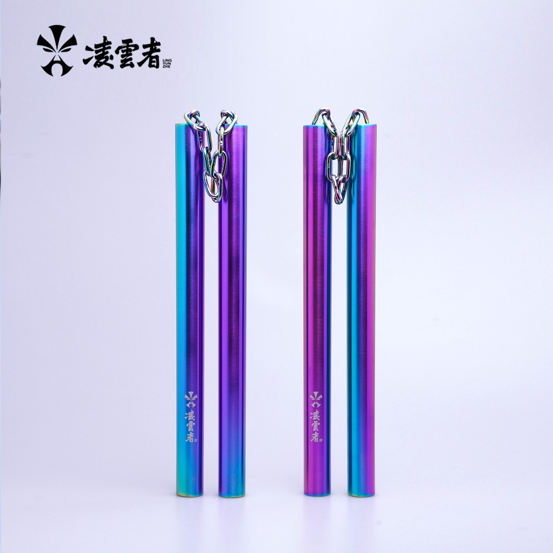 [凌云者&银焰]不锈钢双节棍李小龙表演训练炫彩渐变彩色双截棍
