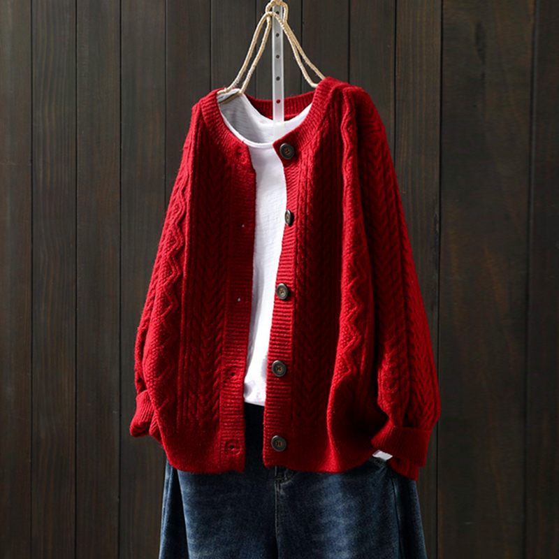 2025年秋季新款爆款女装洋气上衣宽松麻花羊绒羊毛针织开衫外套潮