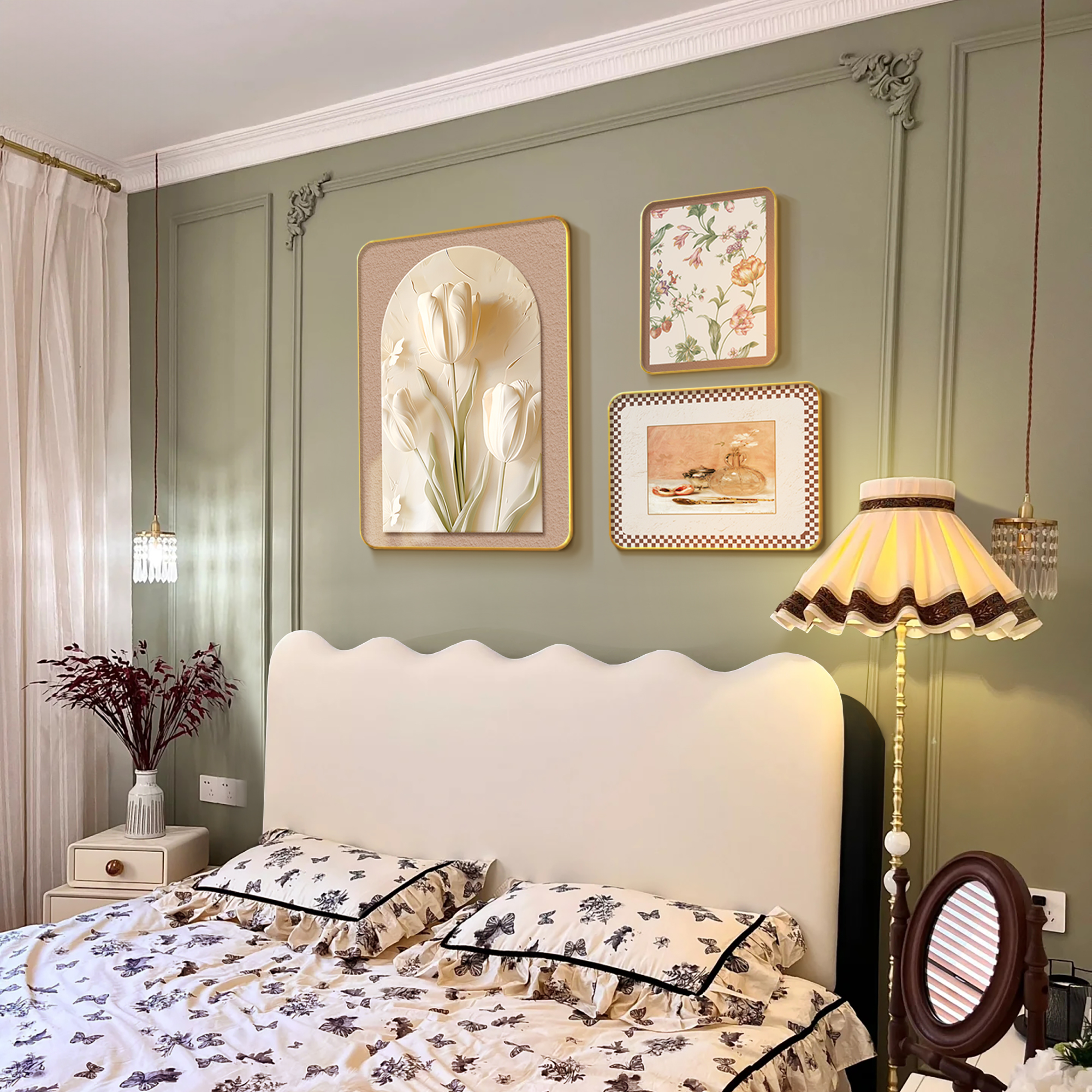 法式奶油风质感床头装饰画小众艺术挂画主卧房间高级感2025新色彩