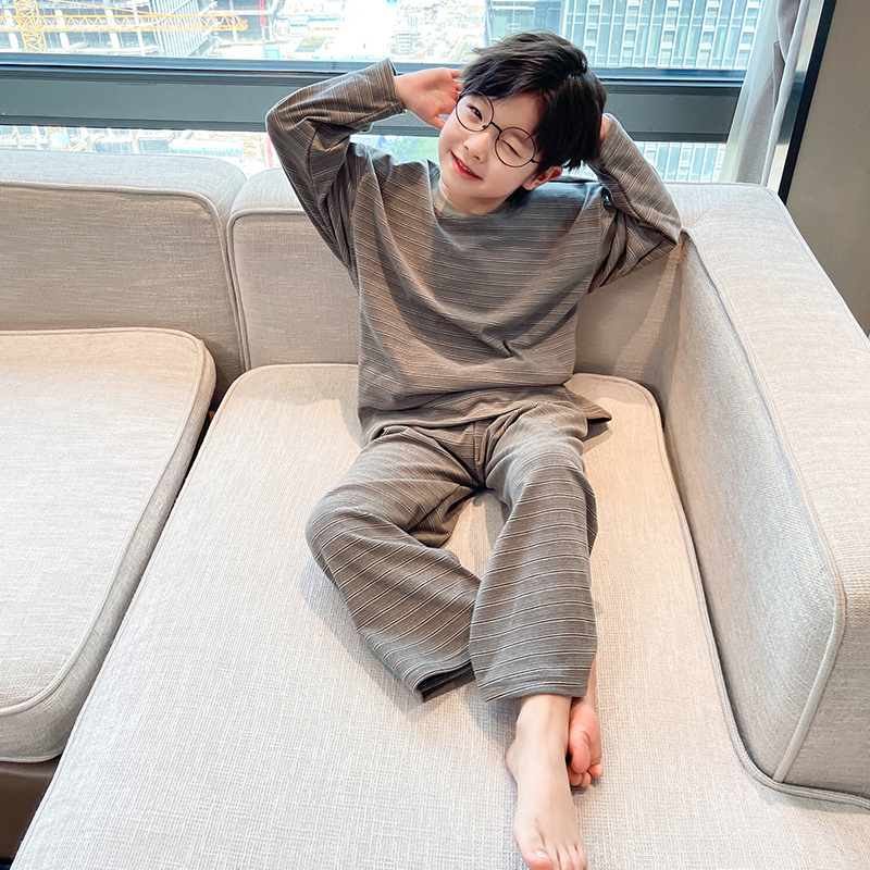 男童秋装纯棉睡衣套装2025新款儿童装秋季男孩中大童春秋款家居服