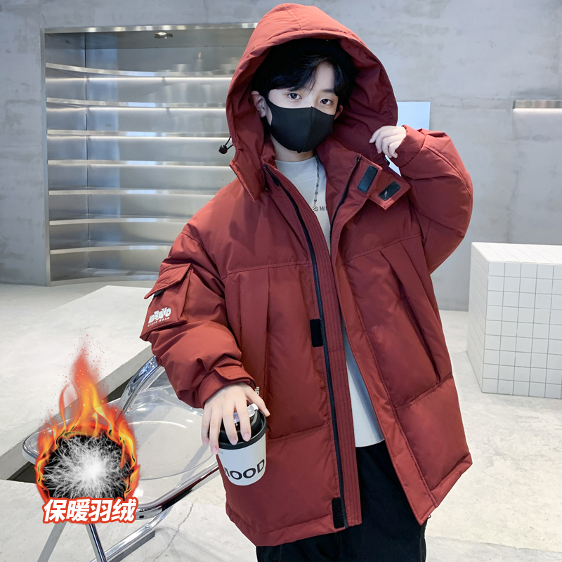 男童冬装白鸭绒羽绒中长款2025新款潮儿童中大童加厚外套冬季保暖