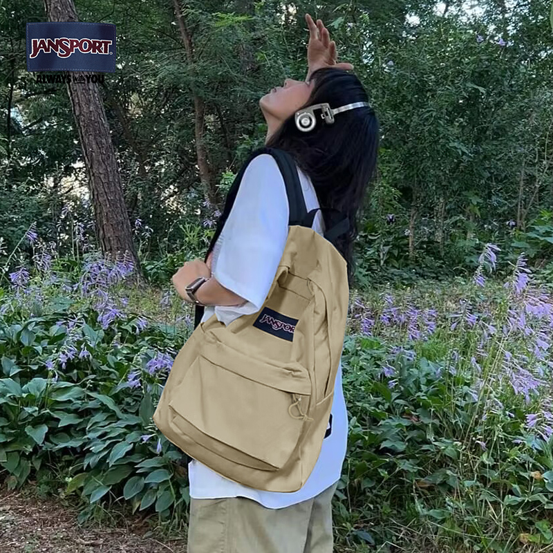 jansport2024年新品奶咖黑巧校园时尚百搭学生书包电脑双肩包韩版
