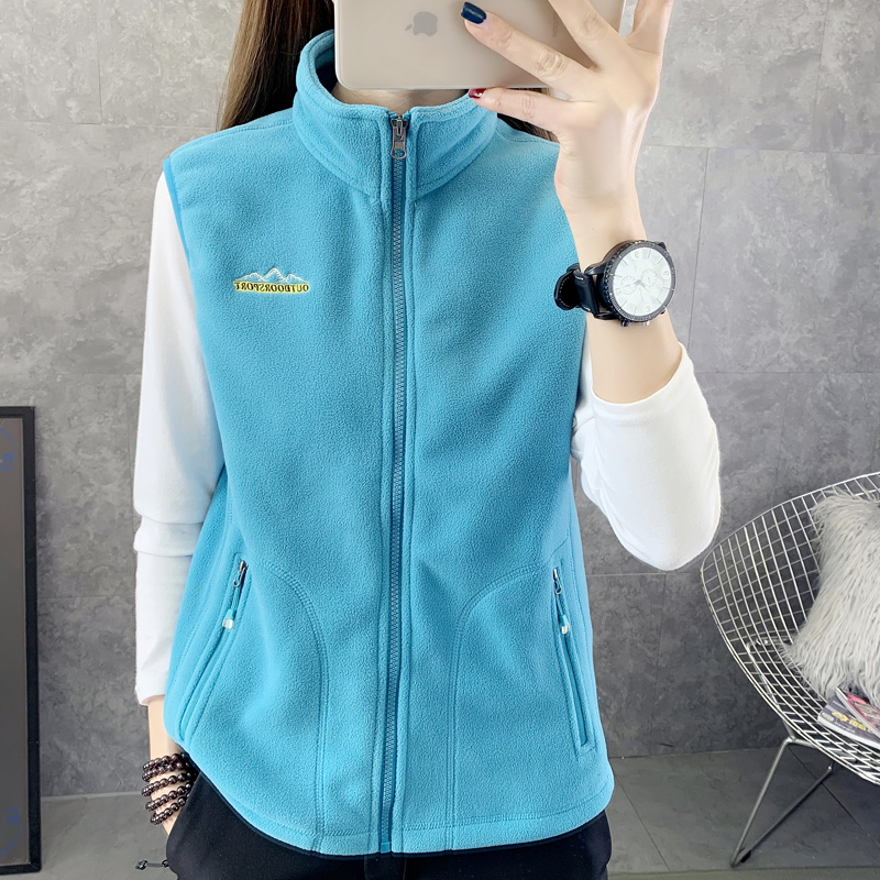 518抓绒马甲女式秋冬立领防风保暖打底衫无袖抓绒衣摇粒绒马夹