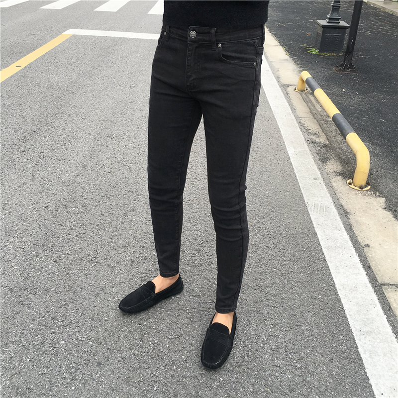 牛仔裤男修身小脚黑灰色韩版潮流潮牌高端休闲百搭秋冬新款九分裤