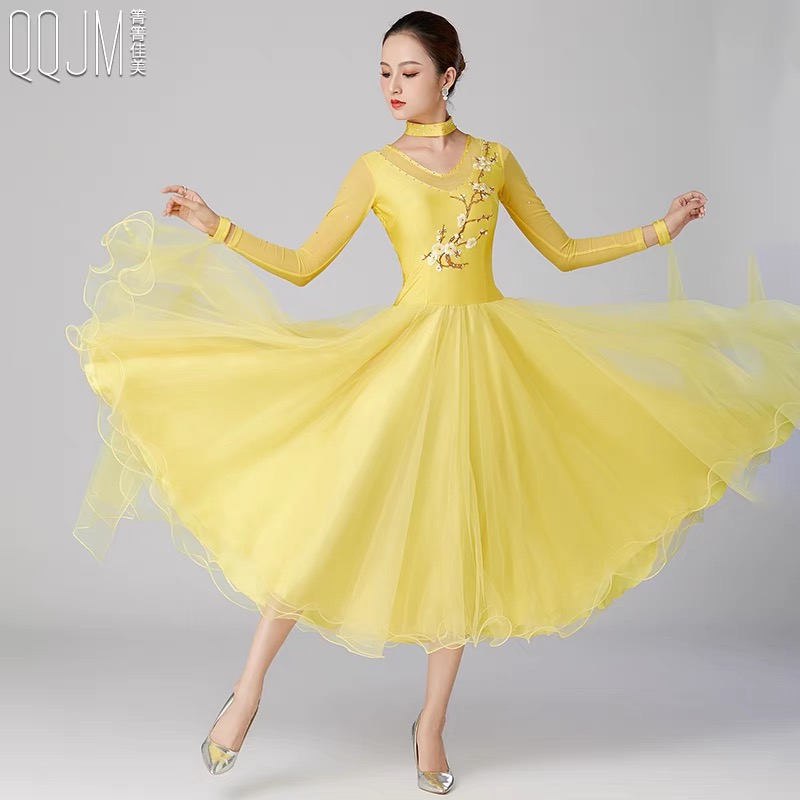 箐箐佳美摩登舞裙新款连衣裙大摆镶钻时尚表演比赛服装练习裙子