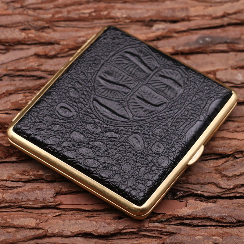 酷宝 鳄鱼纹皮烟盒20支装便携男士专用复古高档粗支香烟夹收纳盒