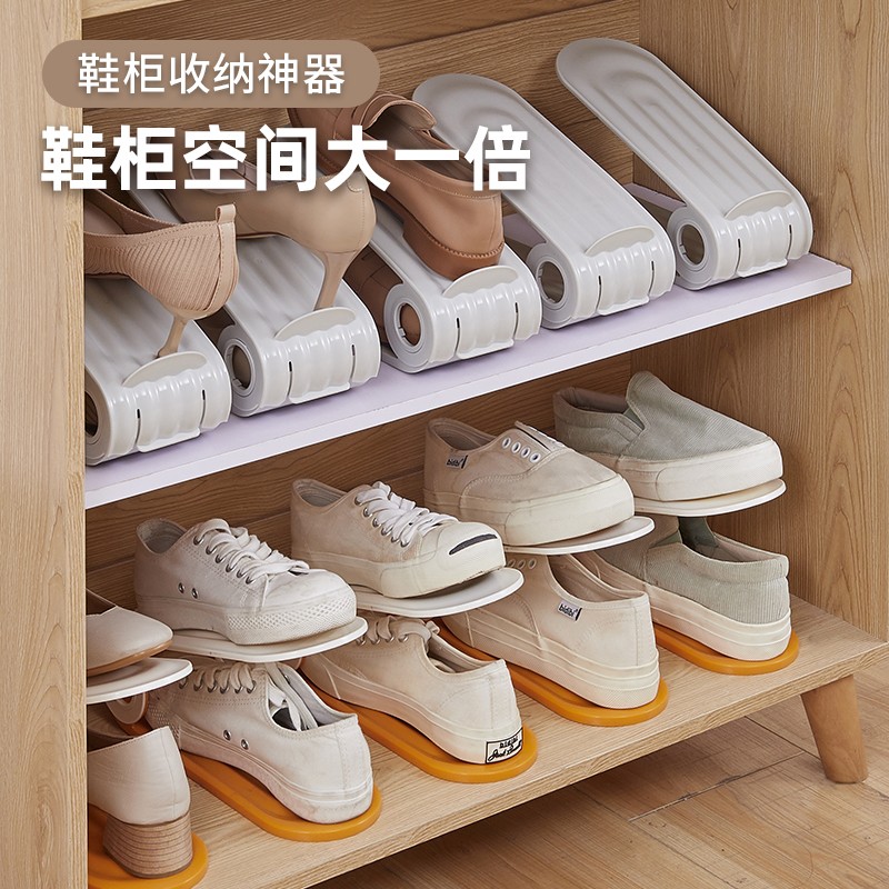 新款收纳鞋架双层鞋托可调节家用宿舍神器整理拖鞋鞋柜鞋子置物架