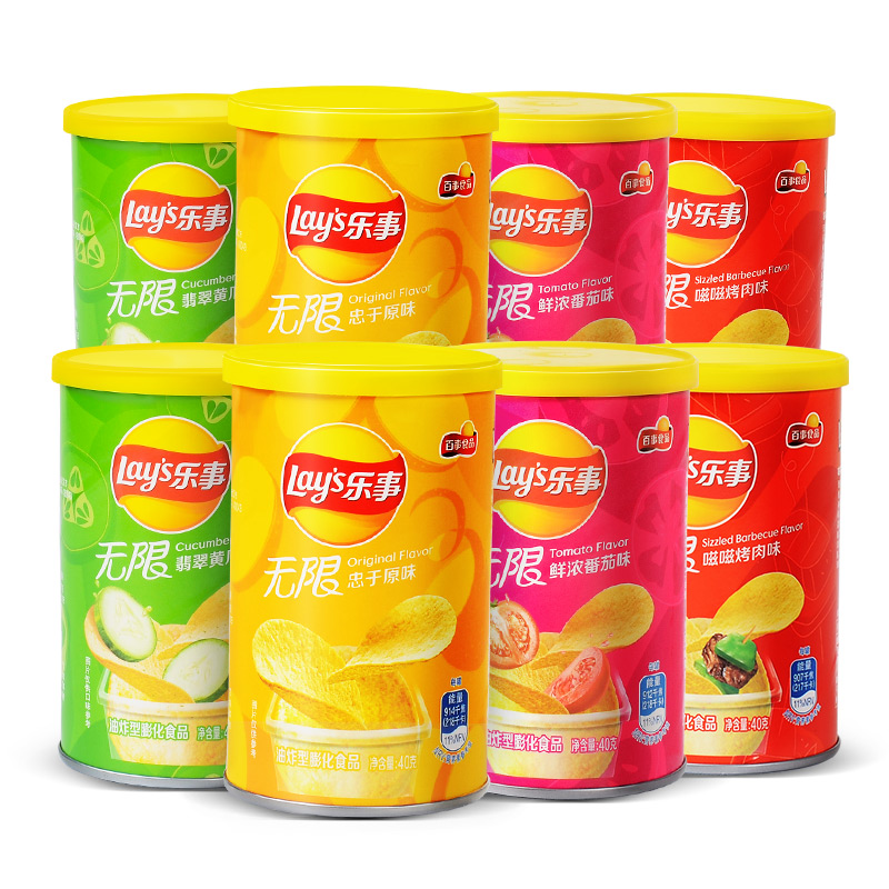 乐事罐装黄瓜薯片40g*4罐8罐解馋办公室零食追剧原味麻辣解馋零食