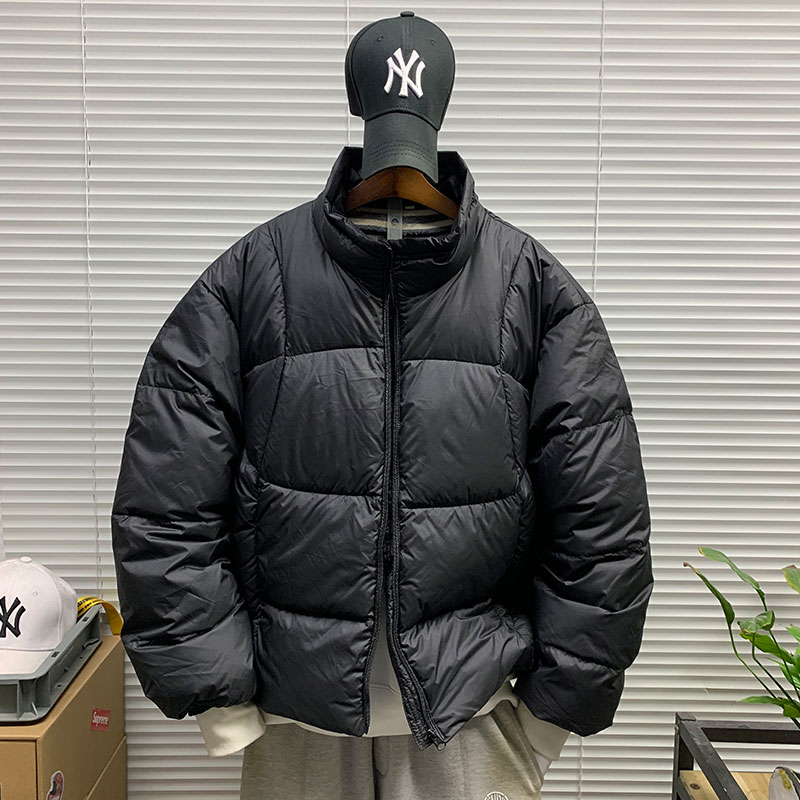 冬季新款立领短款白鸭绒羽绒服外套男休闲简约纯色轻薄保暖面包服