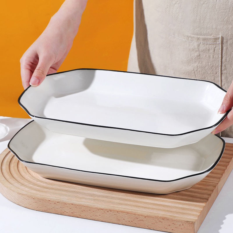 鱼盘家用新款2025陶瓷长盘高颜值蒸鱼专用盘子红烧鱼盘子清蒸鱼盘
