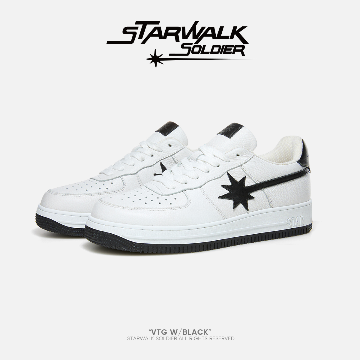 STARWALK SOLDIER VTG  W/BLACK雅丹风复古白黑流星鞋欧若动感风