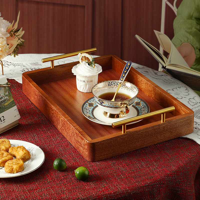 木质托盘家用放茶杯子面包水果盘实木点心盘长方形收纳盘托盘餐盘