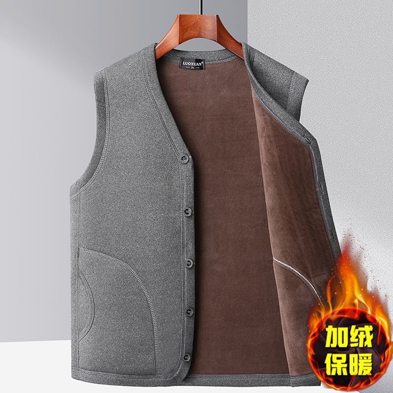 中老年马甲男冬季加绒加厚抓绒老年人棉坎肩男羊羔绒爸爸保暖背心
