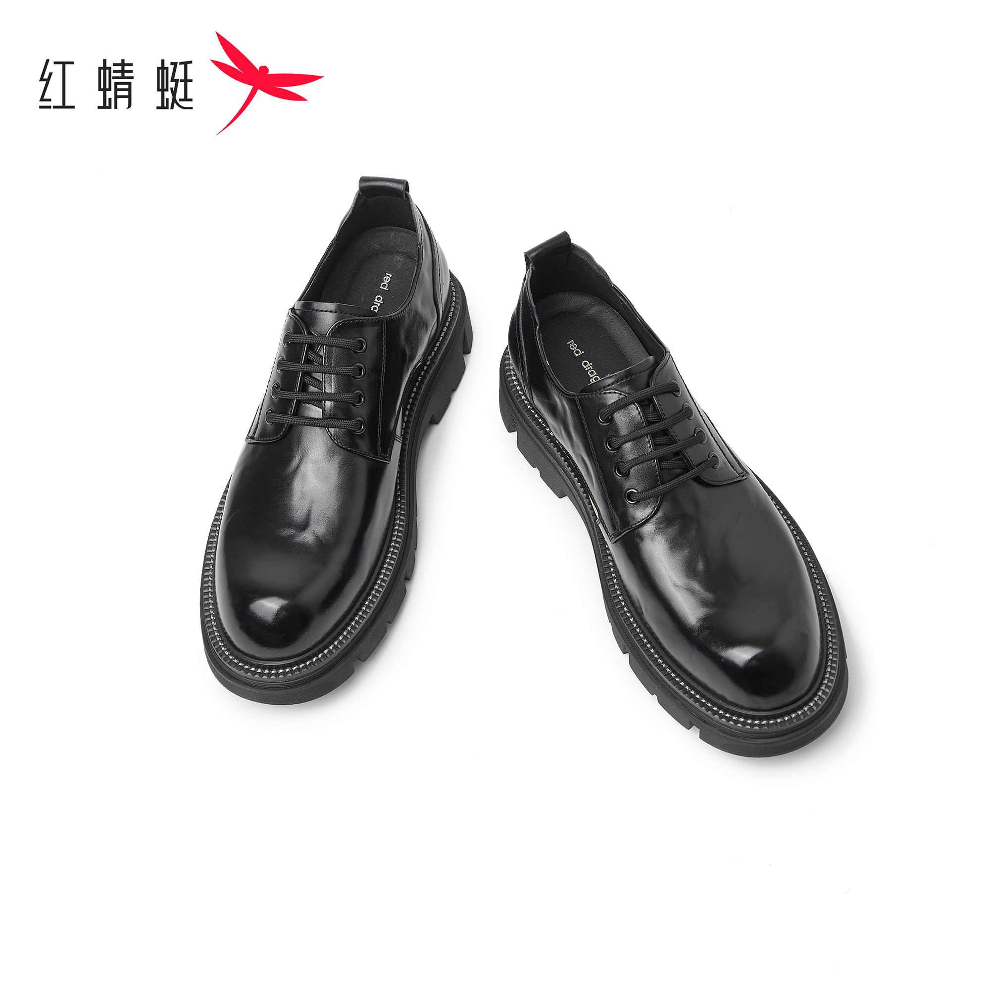 红蜻蜓秋冬增高商务德比真皮百搭厚底高端夏手工休闲男士皮鞋