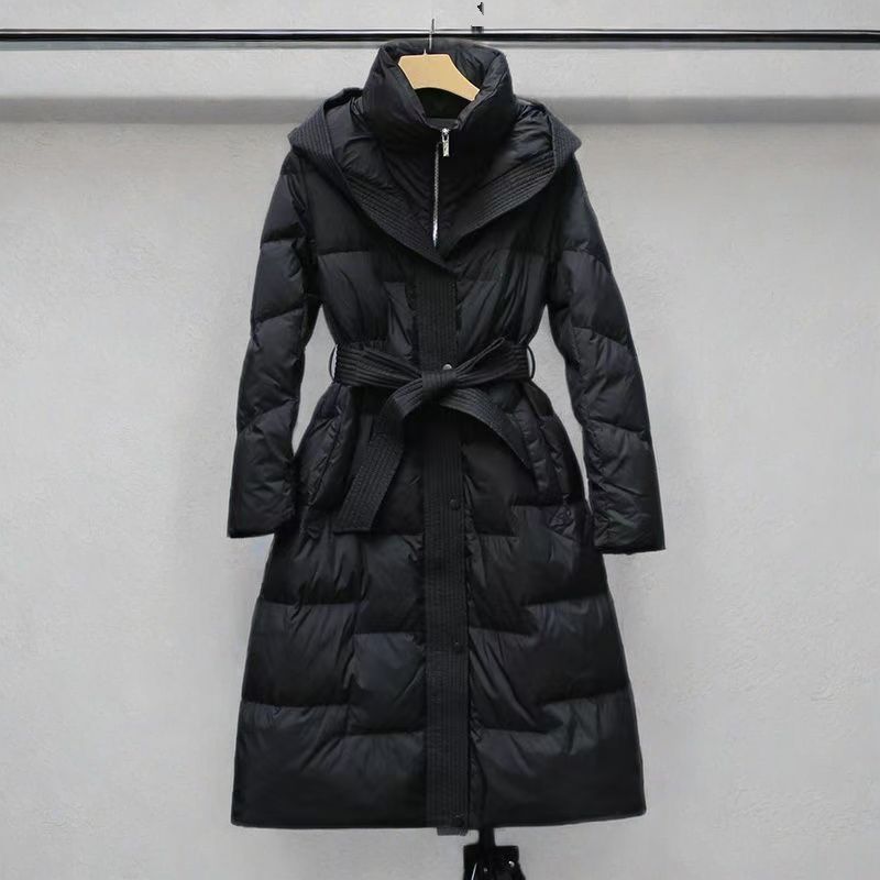 高级感棉衣女中长款棉服连帽收腰冬季时尚新款修身外套防寒