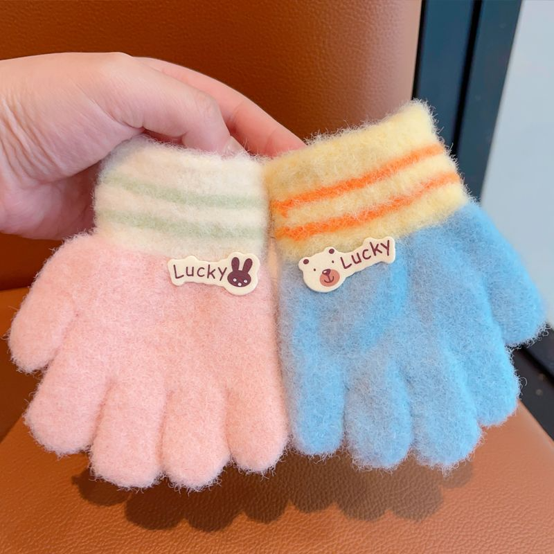 婴儿手套冬季6个月宝宝冬天保暖0一3岁儿童2男女可爱五指小童幼儿